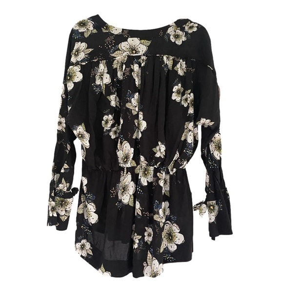 Free People Black Tuscan Dreams Floral Blouse, S - Picture 3 of 14